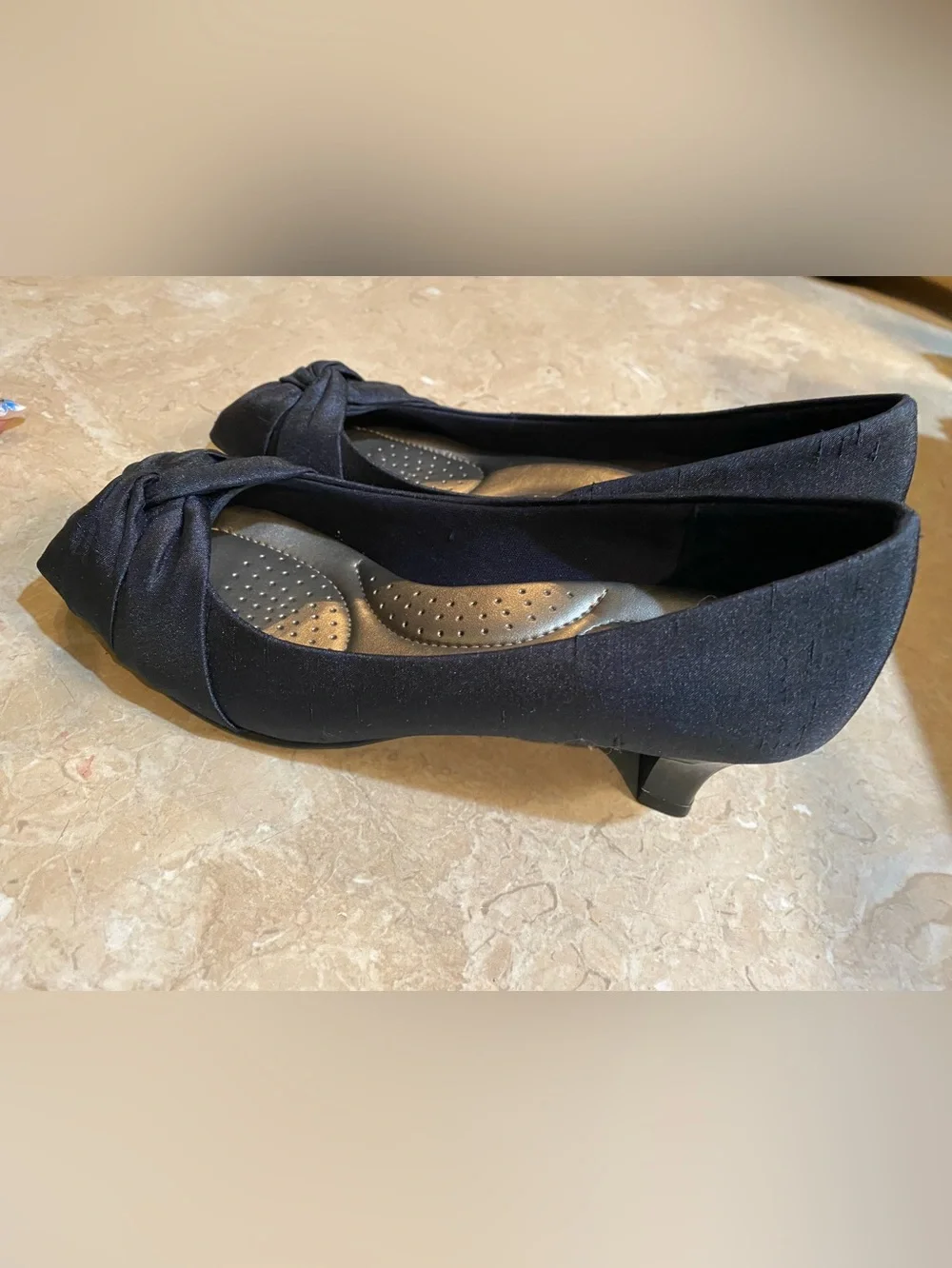 Abella Blue  Knotted Peep-Toe small heels With Cushioned Insole